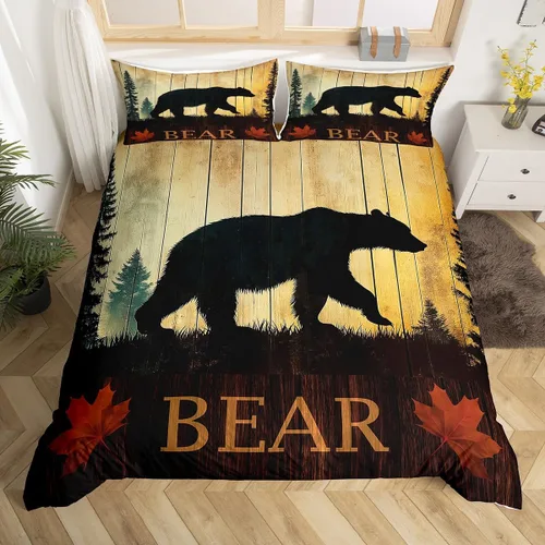 Vista 14 de Funda de edredón de ciervos de alce, juego de ropa de cama de animales del bosque, decoración rústica de granja, funda de edredón individual