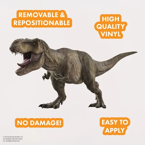Vista 2 de Wall Palz Jurassic Park T-Rex - Calcomanía de pared de dinosaurio grande con interacción de realidad aumentada 3D, decoración de dormitorio Jurassic