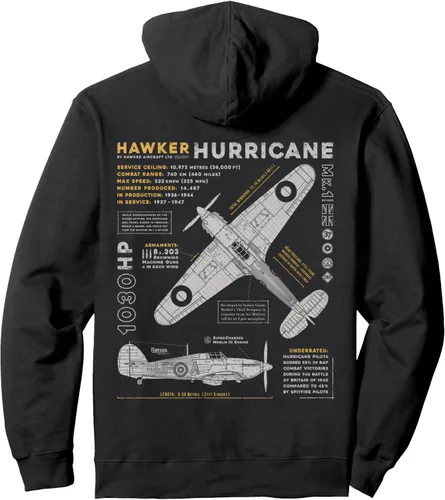Vista 2 de Hawker Hurricane Sudadera con capucha de avión de combate de la Segunda Guerra Mundial RAF
