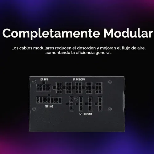 Vista 8 de Cooler Master MWE Gold 850 V2 PSU Full Modular, 850W, 80+ Gold, Diseñado para Nvidia RTX 5080 AMD RX 9070 XT, 2 Conectores EPS, Ventilador HDB