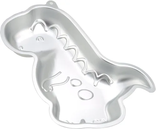 Vista 4 de Molde de pastel con forma de dinosaurio de trébol, molde de aluminio 3D para pastel de cumpleaños, aniversario, fiesta, Navidad