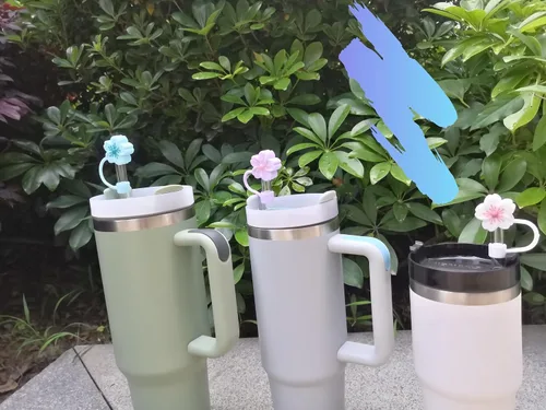 Vista 7 de Tapa de silicona para popote compatible con Stanley Cup 30, 40 onzas, a prueba de polvo, reutilizable, para vasos y botellas de agua