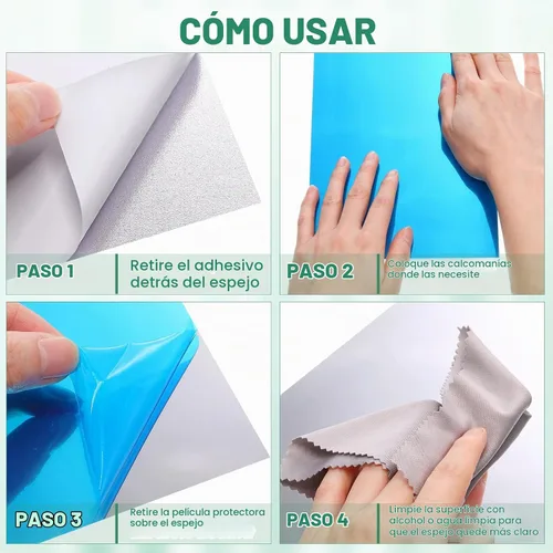 Vista 4 de Tuanse - 80 láminas de espejo de plástico flexible para decoración
