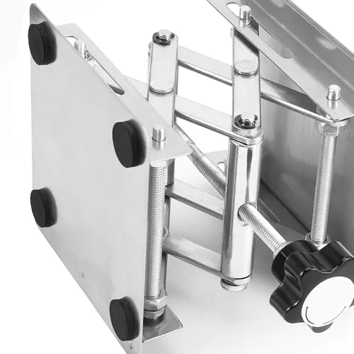 Vista 4 de ZOENHOU Plataforma de elevación de 2 piezas de 4 x 4 pulgadas, plataforma de elevación de soporte de laboratorio de acero inoxidable con rueda