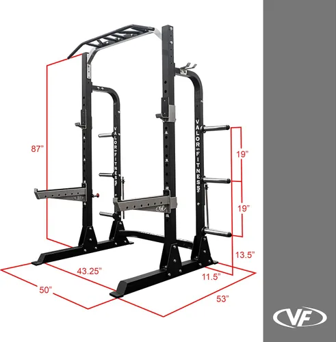 Vista 8 de Valor Fitness Máquina de sentadillas de media rejilla - Estación de dominadas de agarre múltiple de 5 posiciones - Altura ajustable, almacenamiento