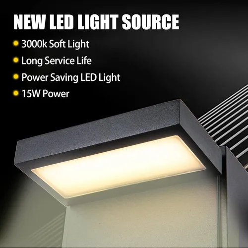 Vista 8 de Nigaut Luz de porche del atardecer al amanecer con salida GFCI, moderna lámpara LED de pared para exteriores con toma incorporada, aplique