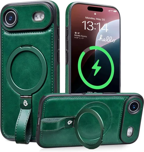 Vista 25 de Butaiga - Funda para iPhone 12 Pro Max con correa de cuero, soporte de anillo, color negro Finger Loop, Relieve Smartphone Pinky Strain