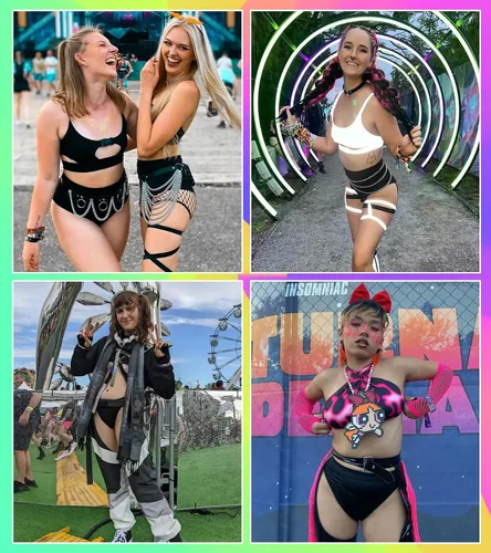 Vista 2 de EVELUST Pantalones cortos para mujer - EDC Edm Festival Outfit Accesorios Pole Dance Butt Lifting Legging Cintura Alta