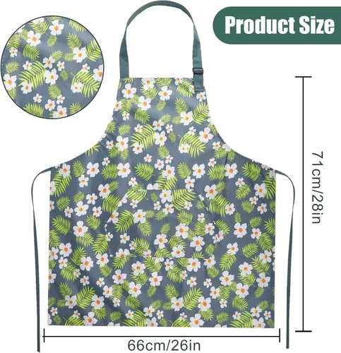 Vista 2 de Jeffbaubl Paquete de 4 delantales florales con bolsillo, delantales de cocina ajustables, delantales impermeables para mujeres, delantales de cocina