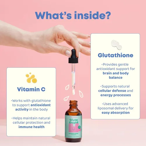 Vista 3 de JoySpring Suplemento de glutatión liposomal para niños Apoya el habla y el contacto visual 50 mg de gotas antioxidantes de L-glutatión