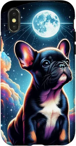 Vista 5 de Funda para iPhone SE (2020) / 7 / 8 Bulldog Francés Puppy Under The Moon In Space