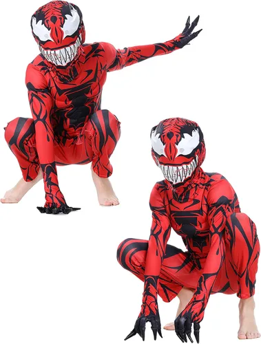 Vista 2 de YuDanae - Disfraz de superhéroe para niños disfraz de fantasma mameluco unisex de elastano enterizo 3D para niños