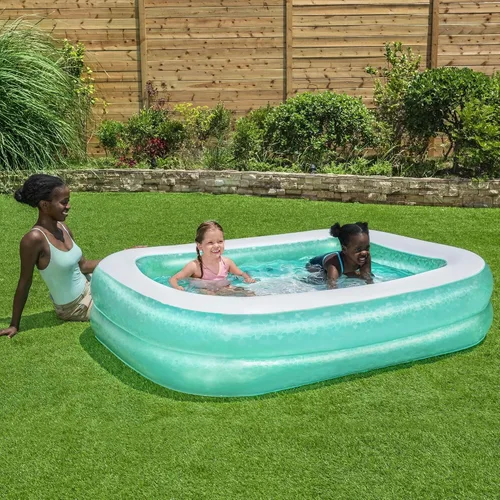 Vista 2 de Piscina inflable rectangular para la familia color azul
