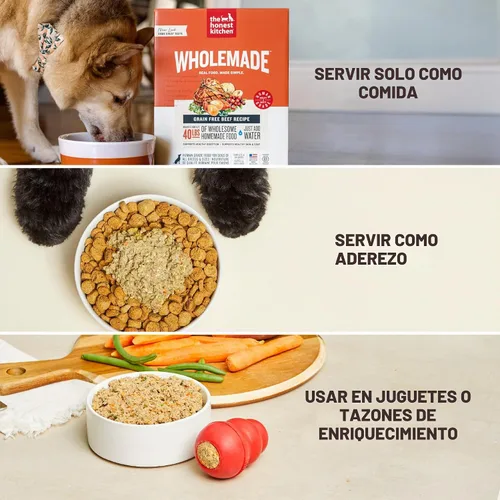 Vista 9 de The Honest Kitchen Receta integral de carne de res y salmón integral, alimento deshidratado de grado humano para perros con caldo de huesos