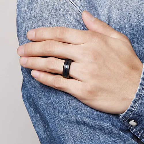 Vista 4 de NUNCAD - Anillo de tungsteno de 532, 1564, 516, 2564 pulgadas, para hombres y mujeres, color negro, azul, dorado, oro rosa, plata y bordes