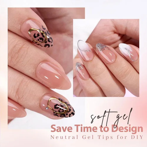 Vista 7 de BTArtboxs XCOATTIPS - Uñas postizas a presión, color marrón, gel suave, almendra corta, 160 unidades Lamp-Curable, 4-Week Wear, Salon Quality
