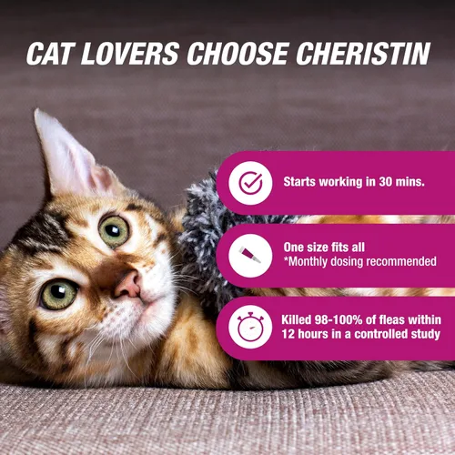 Vista 3 de Cheristin Tratamiento y prevención de pulgas para gatos Tratamiento tópico de pulgas de acción rápida para gatos de más de 1.8 libras 1 unidad
