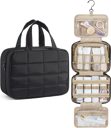 Vista 9 de Bolsa de viaje para artículos de aseo personal BAGSMART con organizador para joyas, bolsa de viaje colgante para artículos de tocador, organizador