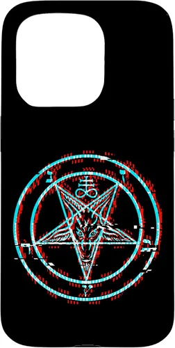 Vista 14 de Funda estética de terror para iPhone 14 Pro Max con pentagrama satánico Baphomet Vaporwave
