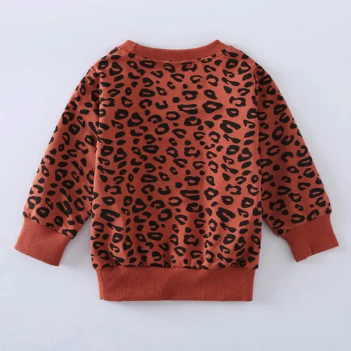 Vista 4 de Conjunto de ropa con estampado de leopardo para niñas pequeñas, camiseta de manga larga y pantalones, 2 piezas
