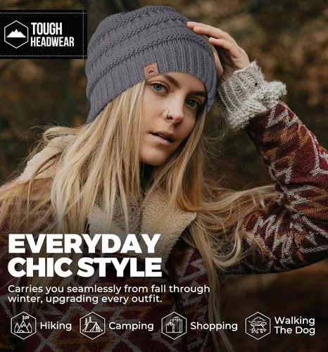 Vista 65 de Gorro de punto para mujer, cálido y suave, elástico, para clima frío de Tough Headwear