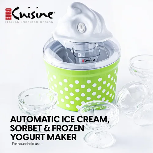 Vista 2 de Euro Cuisine Máquina para hacer helados, sorbetes y yogur congelado, máquina casera para hacer helados para niños con 4 vasos de vidrio, tazón