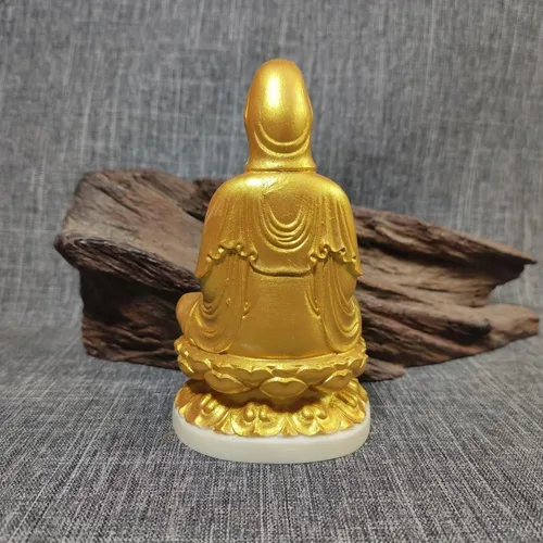 Vista 7 de Estatua de Quan Yin, estatua de Buda Guan yin de la Diosa de la Misericordia en decoración de loto Feng Shui Escultura de estatua de Buda femenina