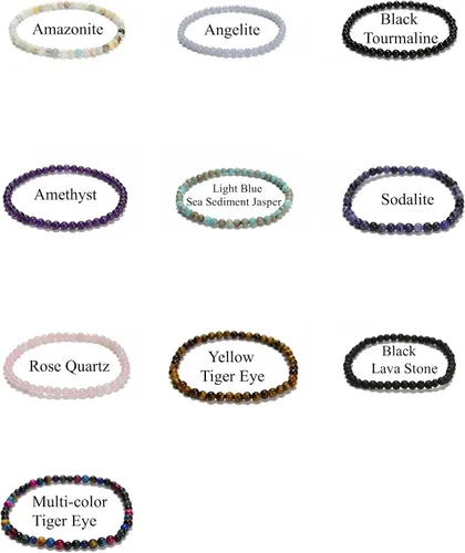 Vista 4 de JM Design Pulsera de cuentas redondas lisas de amazonita pequeña, tamaño 0.157 in, 7.5 pulgadas de longitud