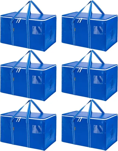 Vista 28 de BALEINE Paquete de 2 bolsas de mudanza de gran tamaño con asas reforzadas, bolsa de almacenamiento resistente para ropa, suministros de mudanza