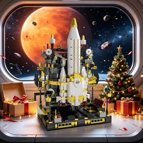 Vista 7 de Kit de construcción de cohetes espaciales, juguete de transbordador espacial 8-12, juego de bloques de construcción de juguete espacial STEM