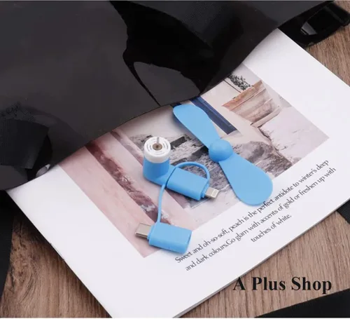 Vista 3 de A plus Mini ventilador de teléfono celular 3 en 1 compatible con iPhone/iPad/Android Smartphone/Tablet apto para micro USB/tipo C/puerto Lightning