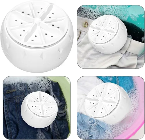 Vista 8 de Lavadora de mini turbina portátil para uso en fregadero con energía ultrasónica USB, lavadora compacta de mano para caravana, camping, viajes