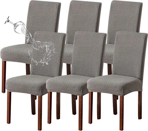 Vista 19 de Genina Fundas impermeables para sillas de comedor, cocina, fundas para sillas de comedor Parson (beige, 2 unidades)