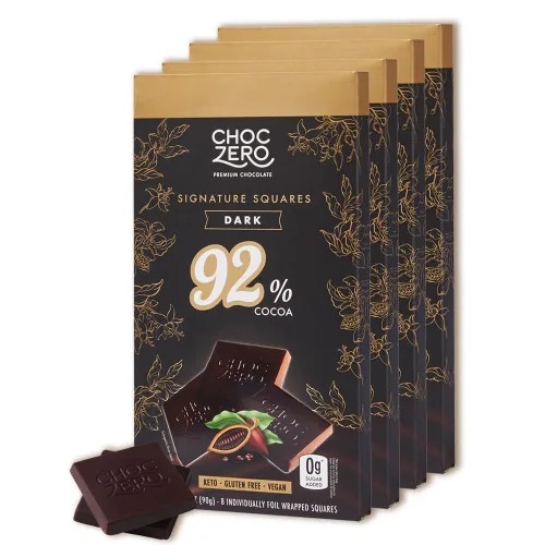 Vista 12 de ChocZero™ Chocolate sin azúcar, sin azúcares alcohólicos y sin endulzantes artificiales, todo natural, bajo en carbohidratos – 6 bolsas 70%