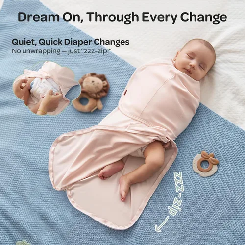 Vista 5 de Momcozy - Pañales para recién nacidos, con cierre silencioso para bebés de 0 a 3 meses Saco de dormir apto para nuevos padres, reduce el reflejo