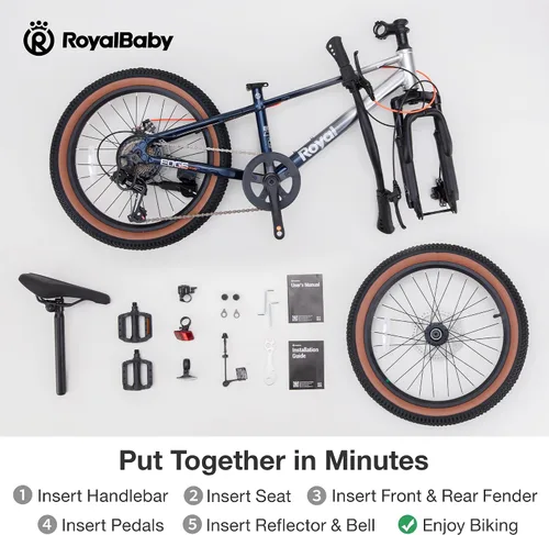Vista 6 de RoyalBaby Bicicleta de montaña para niños y niñas, bicicleta ultraligera de aluminio con ruedas de 20 a 26 pulgadas para niños de 6 a 14 años