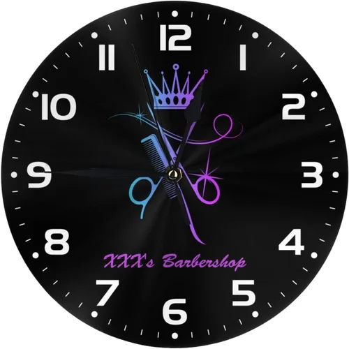 Vista 13 de Reloj de pared personalizado para peluquería, añade tu texto, reloj de peluquería rojo personalizado, reloj de pared para salón de belleza, regalo