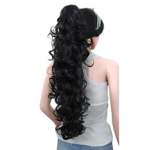 Vista 3 de KUKI - Extensión de cabello sintético largo y rizado de 31 pulgadas, con pinza y mandíbula, 1B