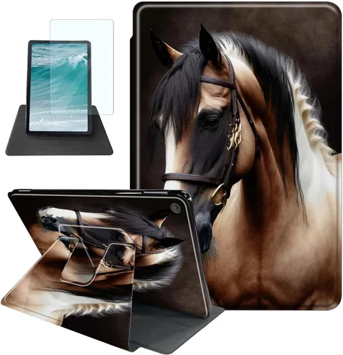 Vista 18 de Rossy Funda para tablet Kindle Fire HD 8 y Fire HD 8 Plus (12ª/10ª generación 2022/2020) + protector de pantalla giratorio de 360 grados, funda