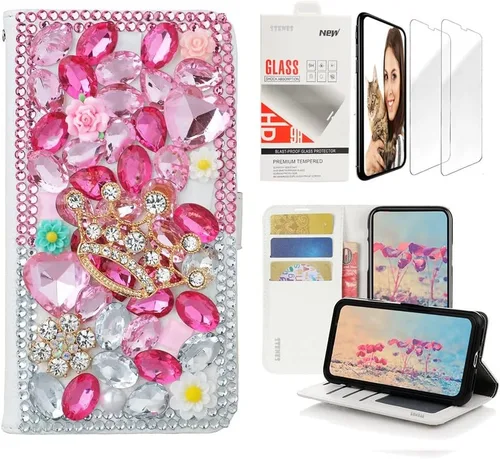 Vista 8 de Bling SSBLDwCPSeries-4 - Funda de piel con tapa y protector de cable, diseño 3D
