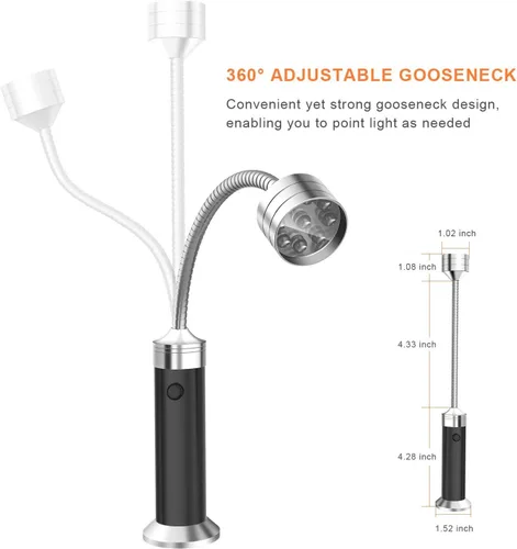 Vista 3 de FIREOR - Accesorios de iluminación para parrilla de barbacoa para exterior, luces LED magnéticas para BBQ con cuello de ganso flexible resistente a