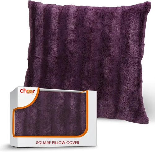 Vista 15 de Cheer Collection Funda de Almohada Decorativa de Piel Sintética 18x18 pulgadas– Funda de Almohada de Acento Decorativa Suave para Sofá o Cama, Funda