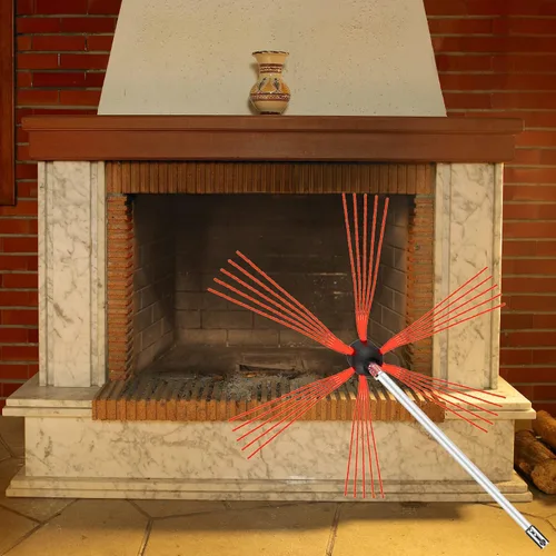 Vista 8 de VEVOR Kit de Limpieza de Chimenea de 20 Pies de Longitud, Kit de Cepillo para Chimenea con 6 Varillas Flexibles de Nylon, Kit de Limpieza