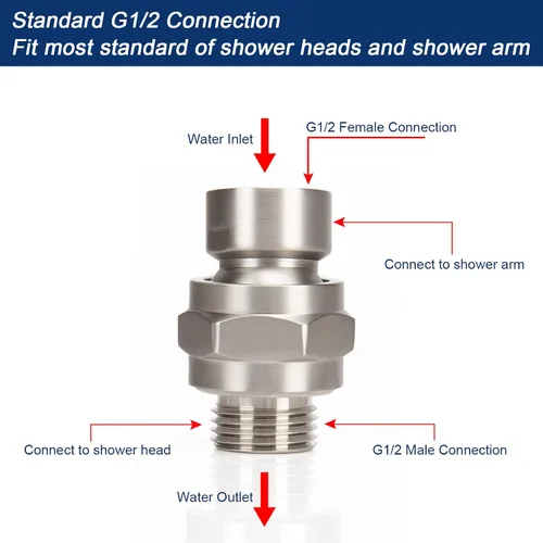 Vista 6 de NearMoon Adaptador de bola giratoria para cabezal de ducha, conector de ducha de latón macizo, junta esférica, componente de extensión universal