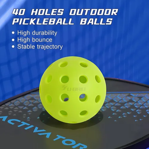 Vista 6 de Paquete de 3/4/12 pelotas de pickleball para exteriores de grado profesional de 40 agujeros, probadas por jugadores con diseño resistente al viento