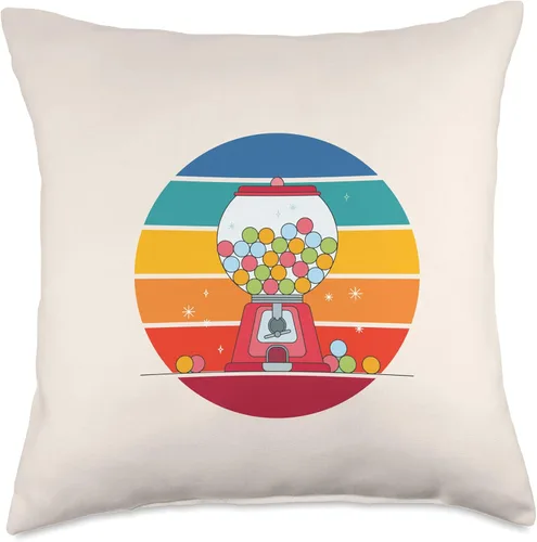 Vista 5 de Hundredth Monkey Lifestyle Tees Rainbow Sunset Gumball Machine Candy Retro Throw Pillow 16x16, Multicolor