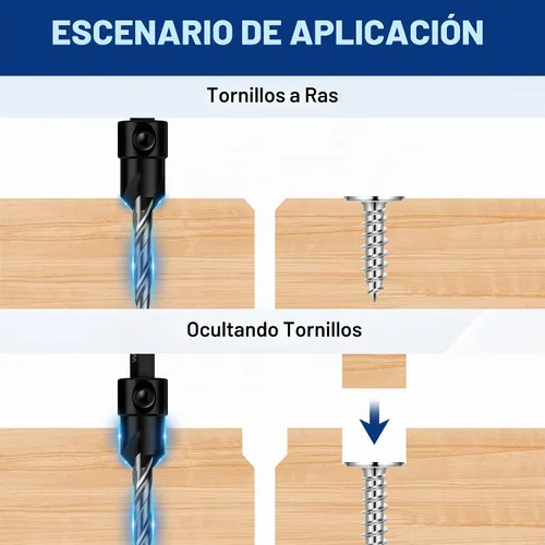 Vista 3 de WORKPRO Juego de brocas avellanadas de 5 piezas, brocas ajustables de 4