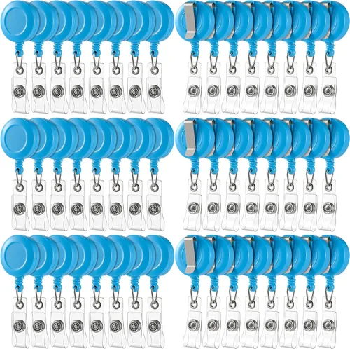 Vista 18 de Zonon 3 clips retráctiles para tarjetas de identificación con clip de cinturón de metal para colgar tarjetas, llaveros, soportes para tarjetas