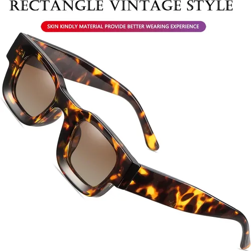 Vista 5 de AIEYEZO Lentes de sol rectangulares gruesos y modernos para mujeres y hombres, estilo retro de los años 90, cuadrados, polarizados