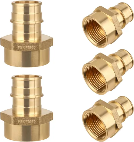 Vista 13 de Paquete de 5 YVSKM) 1/2" PEX-A Expansión × 1/2" Hembra NPT codo NPT, conexión roscada de flujo completo de latón sin plomo, certificado ASTM F1960